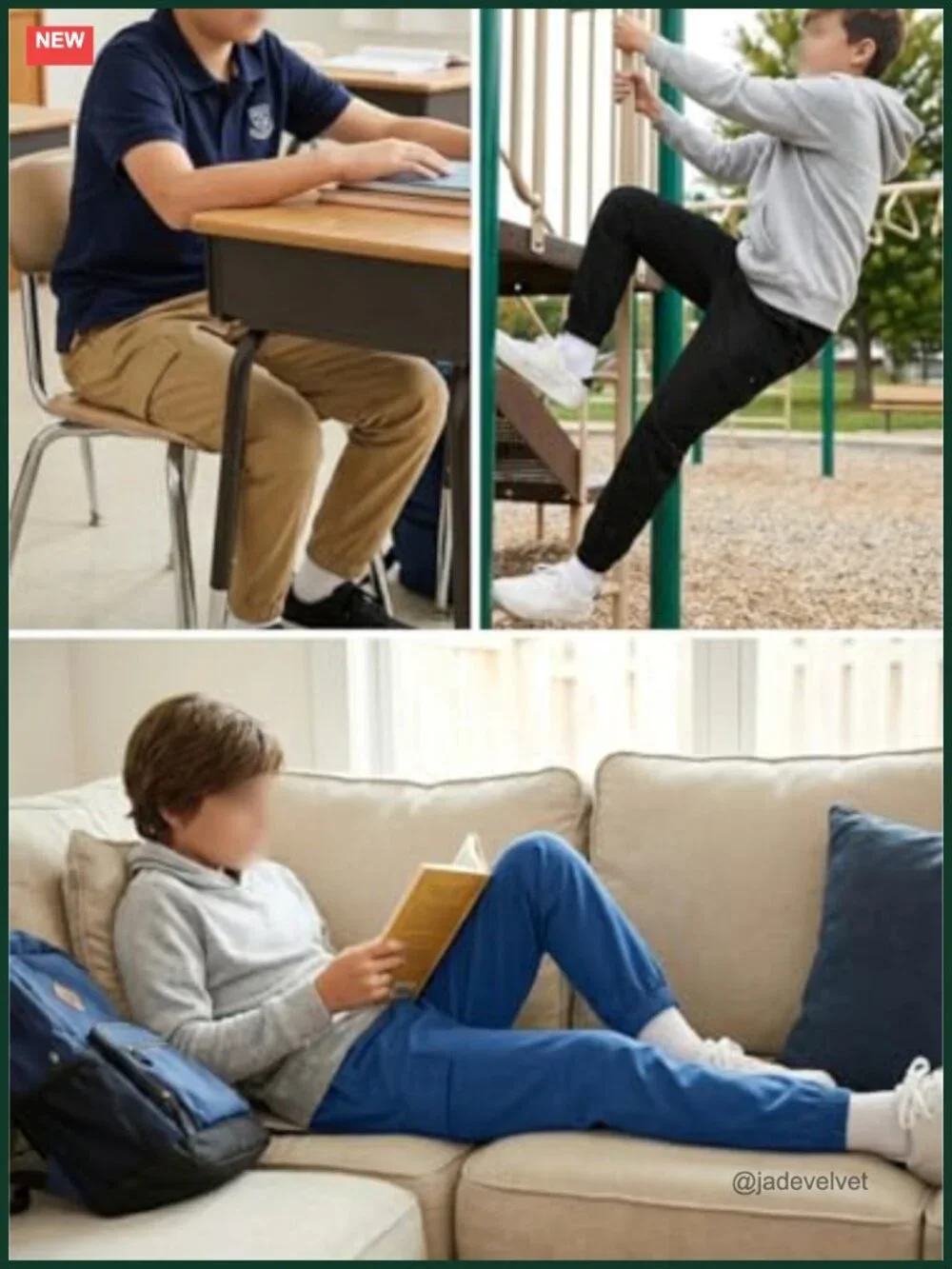 Boys School Uniform Pants Soft Stretch Dress Pants with Elastic Waist